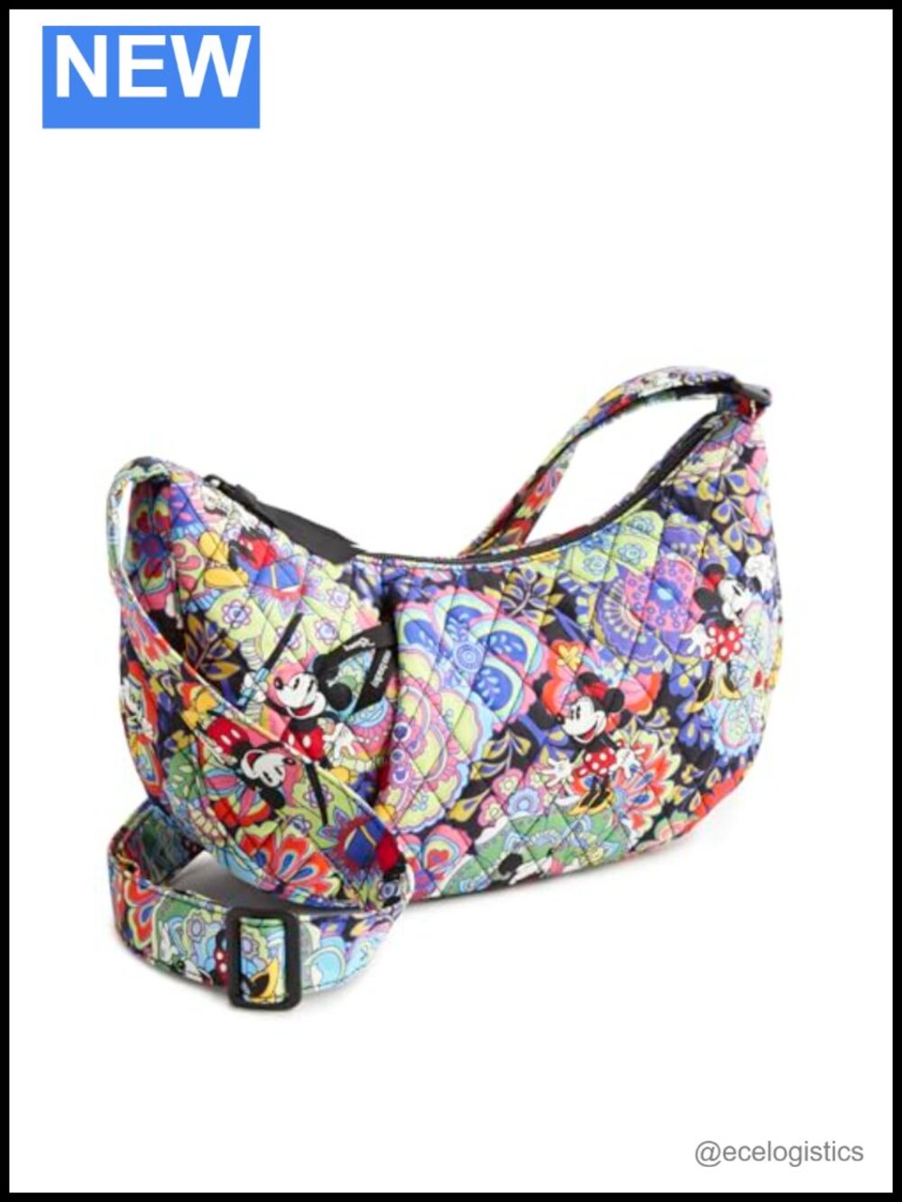 Disney Premium Cotton Kimmel Sling Crossbody Crescent Shoulder Purse Mickey
